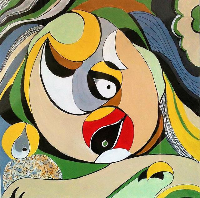 Abstract painting titled Birds of a Feather