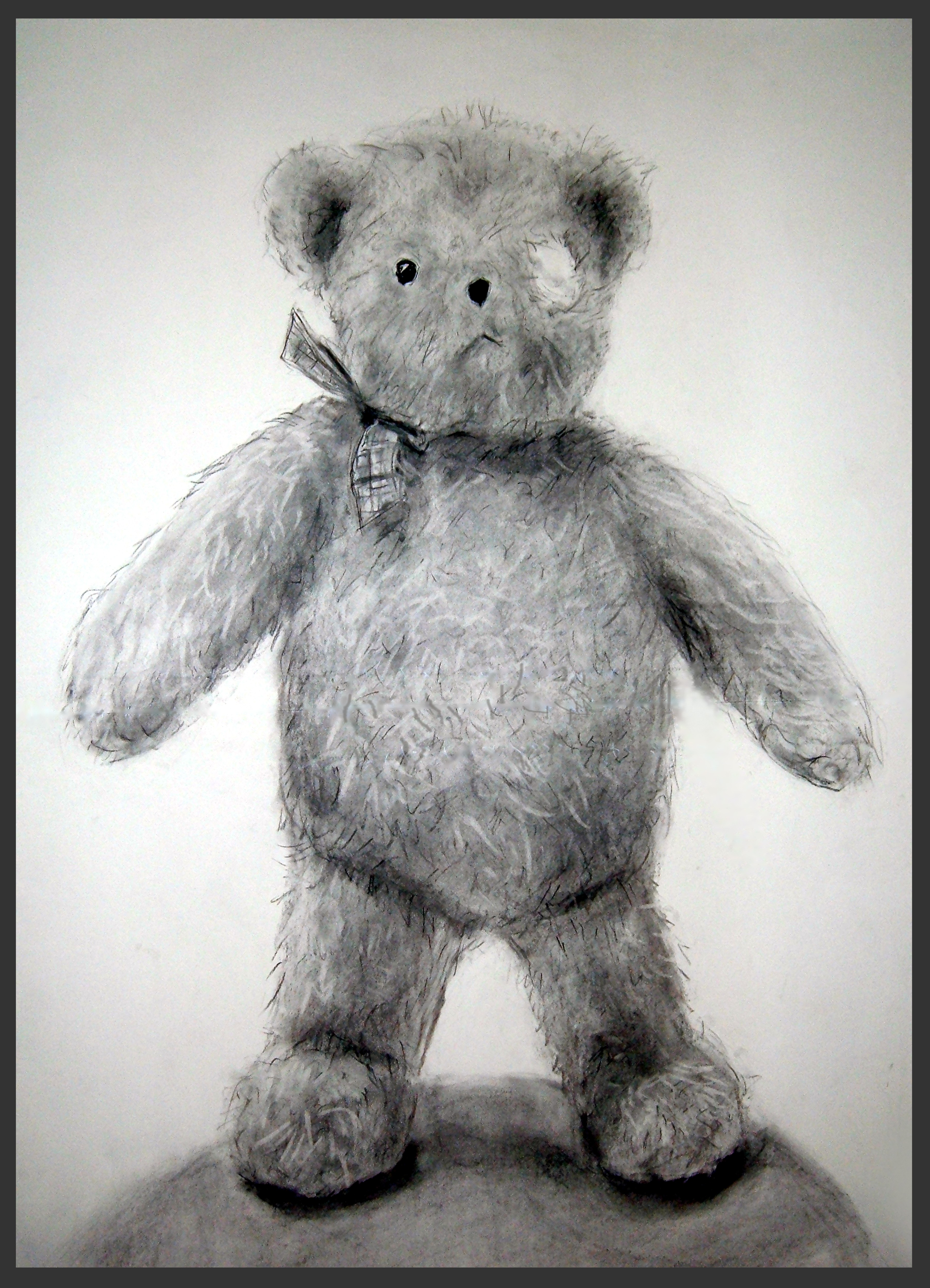 Teddy bear charcoal drawing
